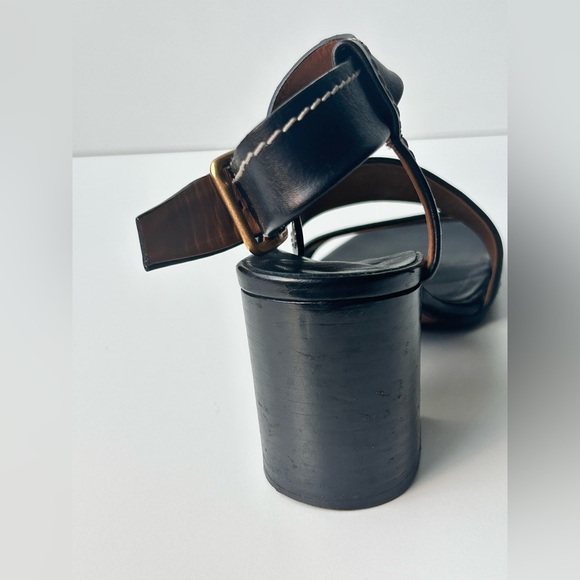 Chloe Candice Topstitch Leather Sandal Size 6 (36.5 EU) Block Heel - Picture 8 of 16